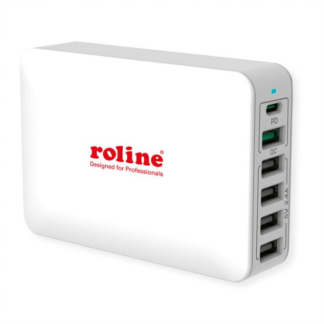 USB Charger, 6 Port (4x USB-A, 1x USB-C, 1x USB-A QC3.0), max. 60W 