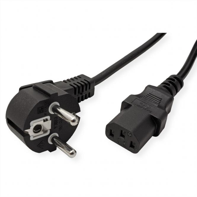Netzkabel, CEE7/7-Stecker & IEC-Buchse gerade, schwarz, 3m 