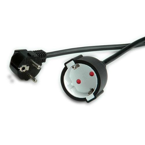 Schuko-Verlängerungskabel, 230 VAC, schwarz 