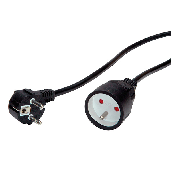 Schutzkontakt-Verlängerungskabel, 230VAC, UTE Version, schwarz, 3m 
