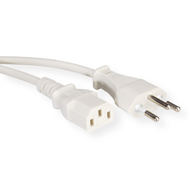 Netzkabel T12 auf C13, weiß, 1,8m 