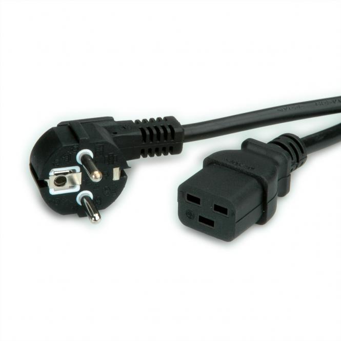 Netzkabel Schutzkontakt CEE7/7 - IEC320-C19, 16A, schwarz, 0,8m 