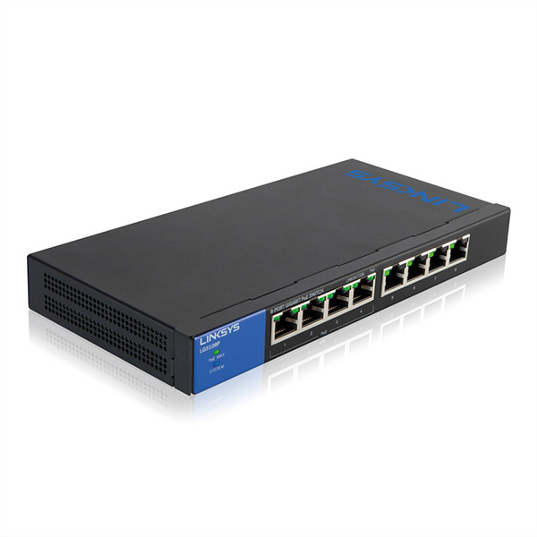 LGS108P 8-Port Desktop Gigabit PoE Switch für Unternehmen, Auto-Sensing 
