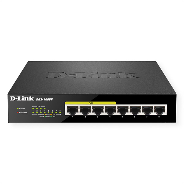 DGS-1008P 8-Port PoE Gigabit Desktop Switch - Switch - 8 ports 