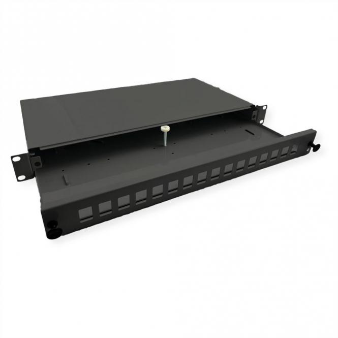 Panneau FO 19-pouces vide, 1U, 16 ports, pour Keystones FO, noir 