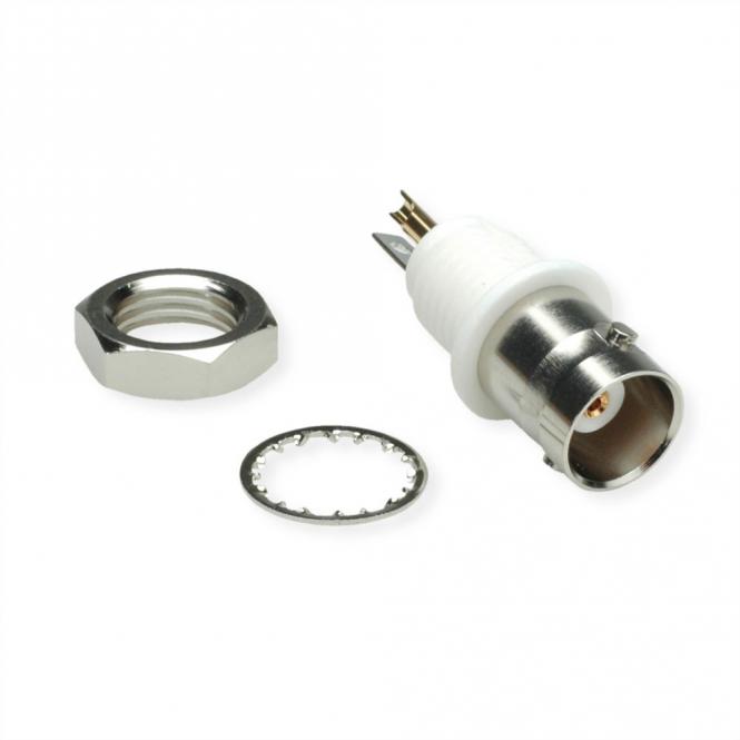Prise encastrable BNC 50 ohms, isolée avec bride isolante blanche 