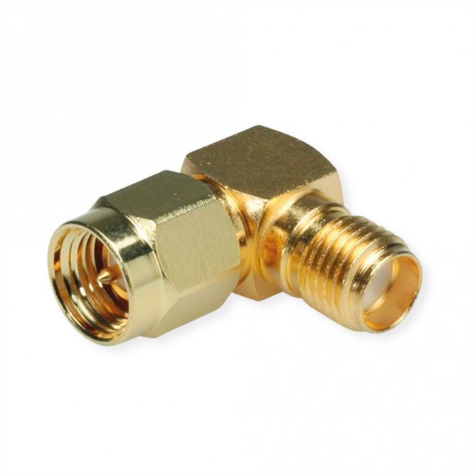Connecteur SMA, fiche/prise, coudé, plaqué or 