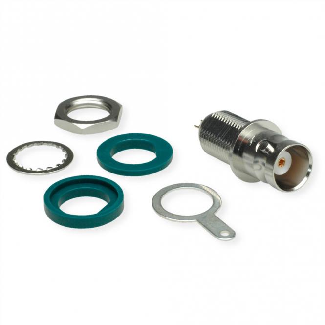 Prise BNC encastrée, isolé avec des disques isolants verts 