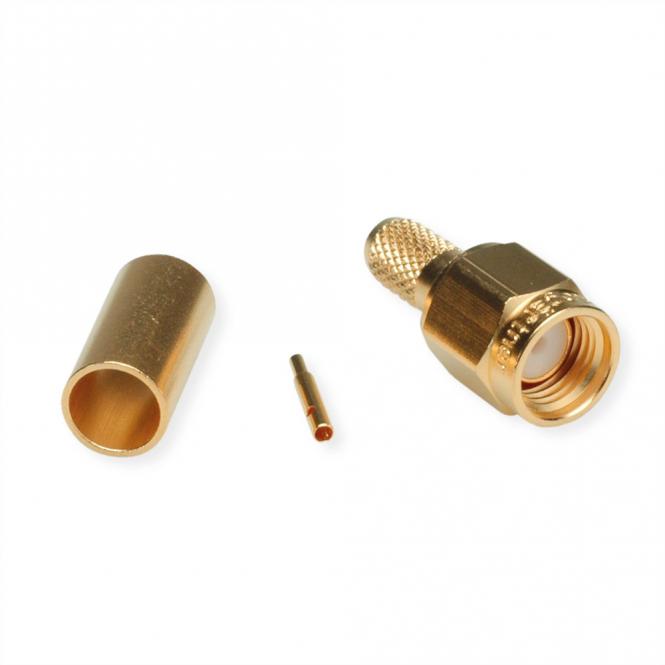 Connecteur à sertir SMA, pour RG-58C/U, raccordement à souder/sertir, plaqué or 