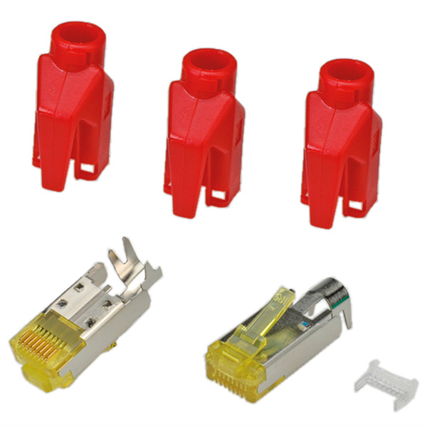 TM31 Stecker, geschirmt, Tülle rot, 50 Stück 