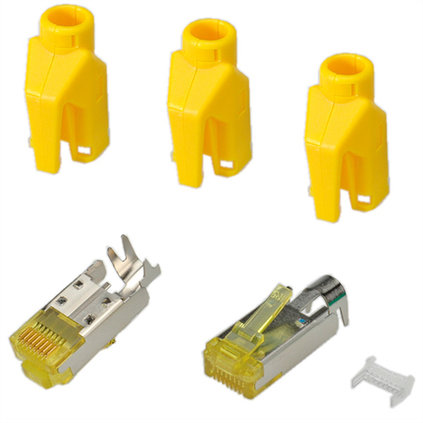 TM31 Stecker, geschirmt, Tülle gelb, 50 Stück 