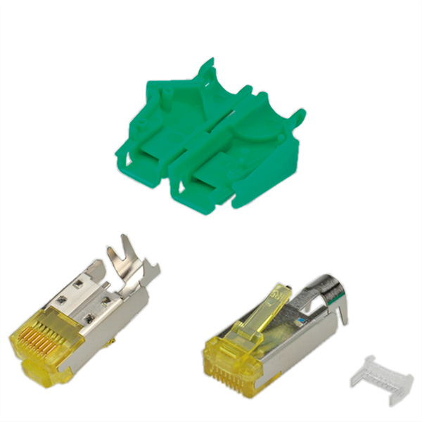 TM31 Stecker, geschirmt, Tülle grün, 50 Stück 