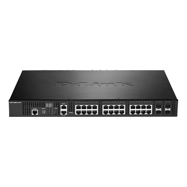 24-Port 10 GBit Managed Layer 2 Switch, 4x Combo, stackable 