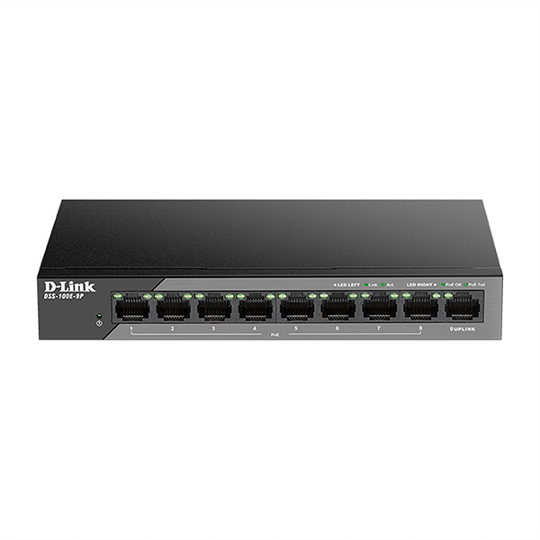 DSS-100E-9P, 9-Port PoE Switch, mit UpLink 