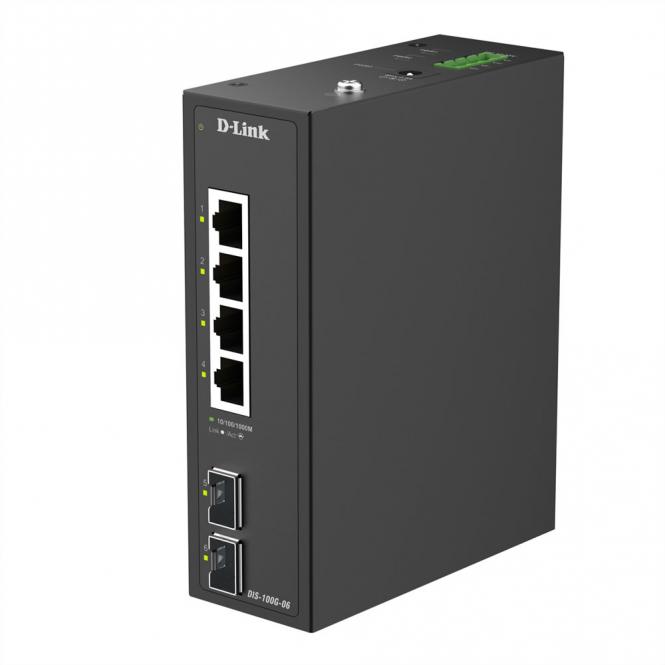 DIS-100G-06 Commutateur Gigabit industriel non géré à 6 ports 4x Rj45 + 2x SFP 