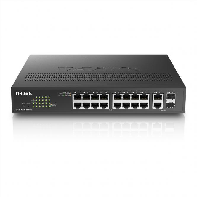 DGS-1100-18PV2 : commutateur Gigabit Smart Managed PoE+ à 18 ports, 130 watts 