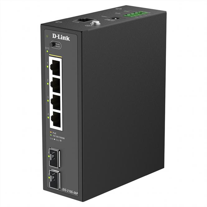 DIS-210G-06P 6-Port Switch, Smart Managed Gigabit PoE Industrial 