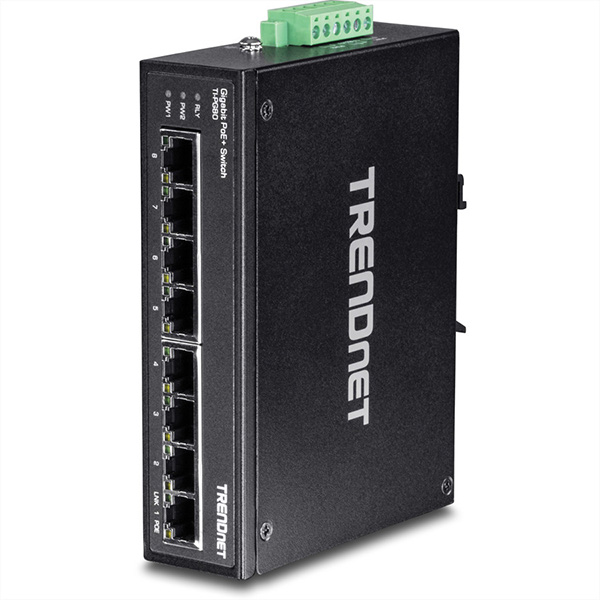 TI-PG80, 8-Port Industrieller Gigabit PoE+ Switch, DIN Schiene 