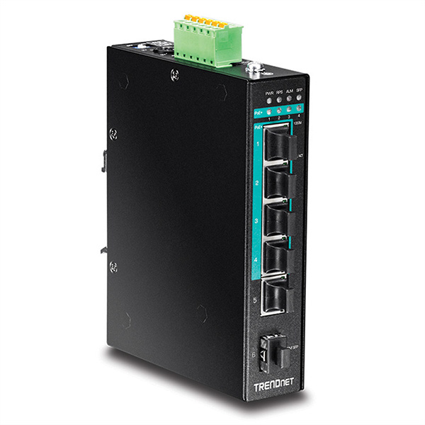 TI-PG541, 5-Port Industrieller Gigabit PoE+ Switch, DIN Schiene 