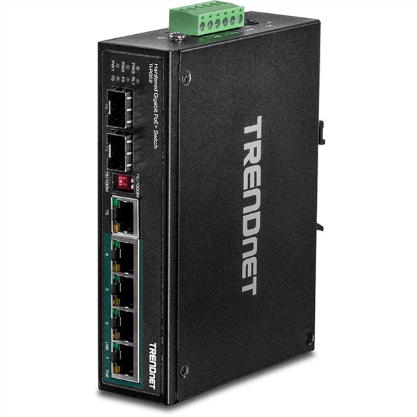 6-Port Industrie Gigabit Switch, PoE+, DIN-Rail 