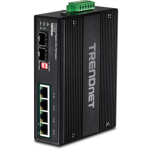 6-Port Industrie Gigabit Switch, Ultra PoE, DIN-Rail 