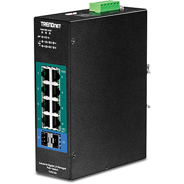 TI-PG102i 10-Port DIN-Rail Switch Industrial Gigabit Managed PoE+ 