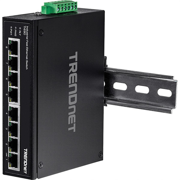 TI-E80 Industrial Fast Ethernet DIN-Rail Switch 8-Port 