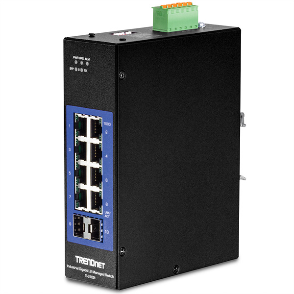 TI-G102i DIN-Rail Switch 10-Port Industrial Gigabit L2 