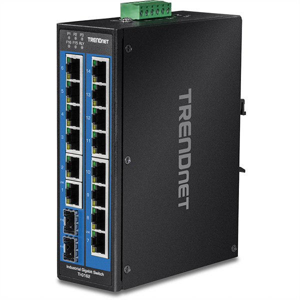 16-Port DIN-Rail Industrial Gigabit Switch 