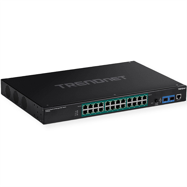 TRENDnet TI-RP262i Switch industriel PoE+ administrable Gigabit de couche 2 à 26 