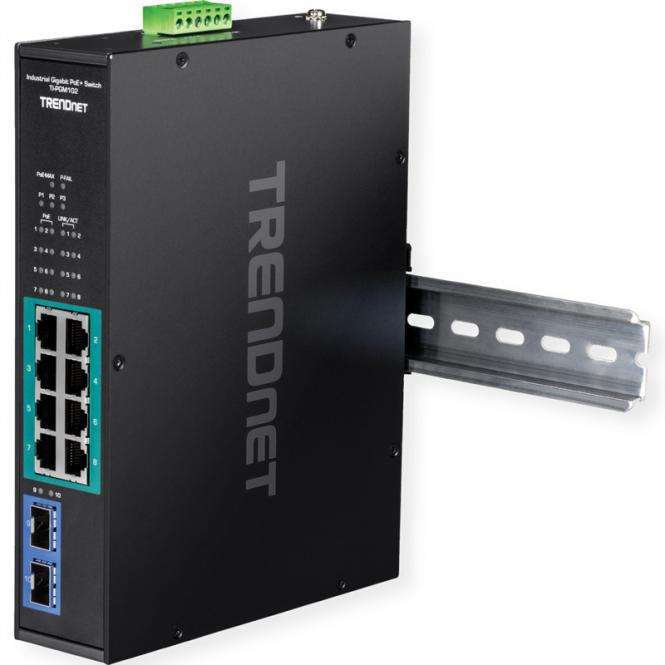 TI-PGM102 10 Port Rail Switch Industrial Gigabit PoE+ 