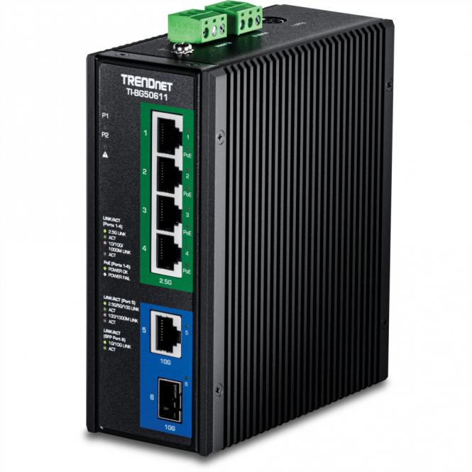TI-BG50611 Industrial DIN-Rail Switch 2,5G 6-Port PoE++ mit 10G Ports 
