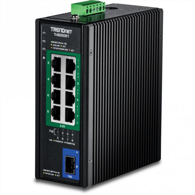 TI-BG5091 Industrial DIN-Rail Switch 2,5G 9-Port PoE++ mit 10G Ports 