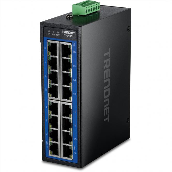 TI-G160 16-Port Gigabit Switch Industrial, DIN-Rail 