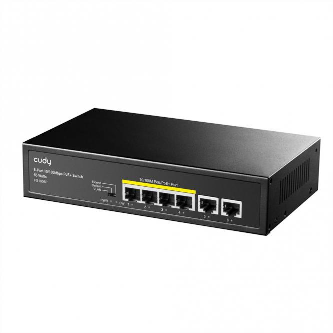 FS1006P 6-Port 10/100M PoE+ Switch 60W 