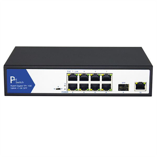 PoE Gigabit Ethernet Switch, 8+2 Uplink Ports (1x GbE oder 1x SFP) 