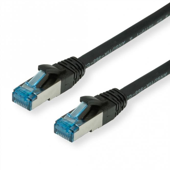 Cordon Cat.6A (Classe EA) / 10 Gigabit S/FTP, LSOH, noir, 0,15m 