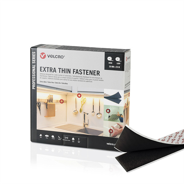 Extra Thin Fastener, Haken- und Flauschband, 25m, 20mm 