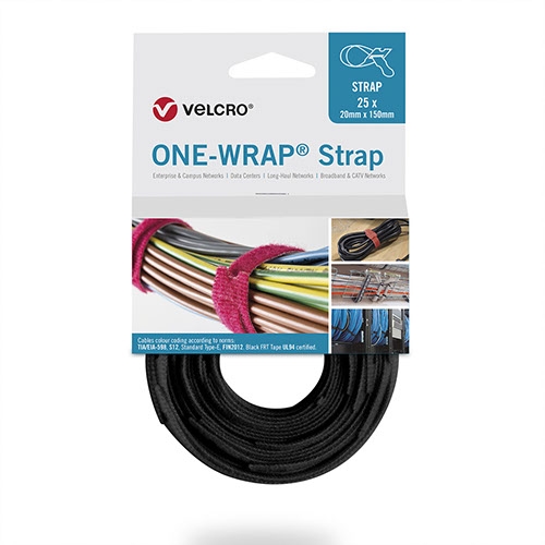 One Wrap® Strap, 20 x 150mm, flammhemmend, schwarz 