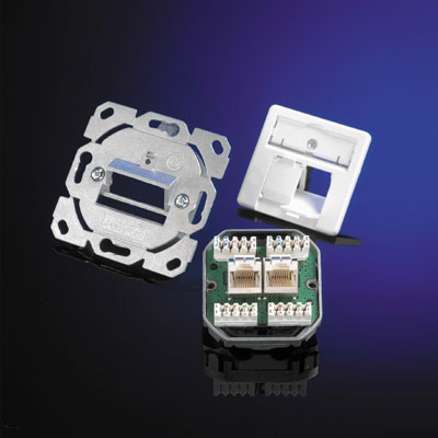 Embase AMJ45 sans plaque centrale 2xRJ45 Cat.5e (Classe D), (A+C) 