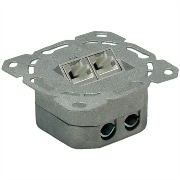 Dose, 2x STP, Kat. 6a, unterputz, senkrecht, weiss 