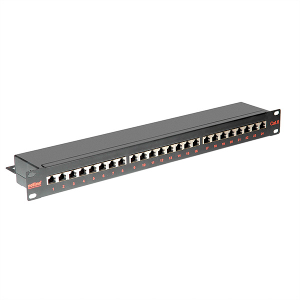Panneau de brassage 19 pouces, Cat. 6/Classe E, 24 ports noir