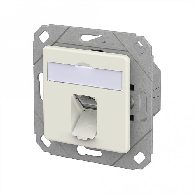 E-DAT C6A IDC Prise, 1 port, goulotte encastrée (UPk), blanc pur 