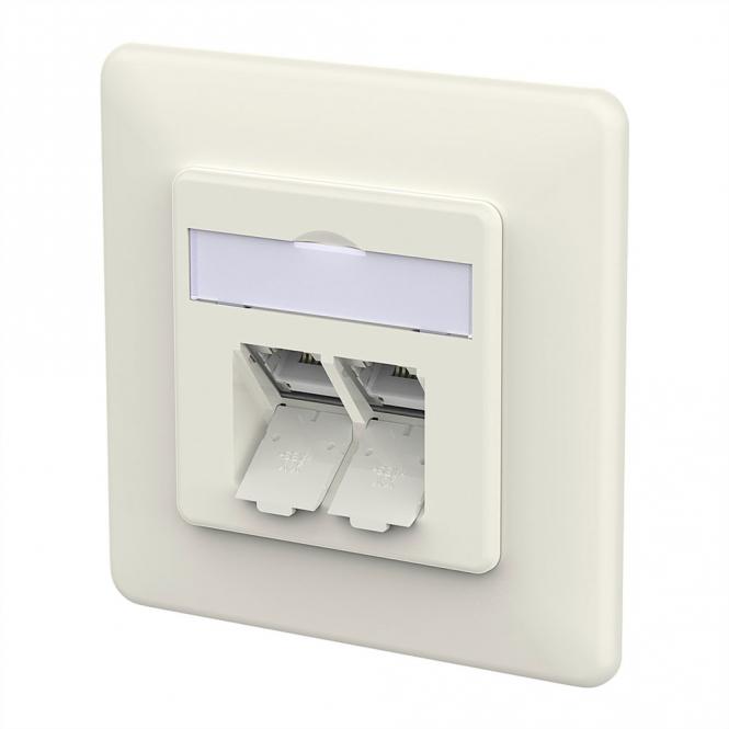 E-DAT C6A IDC Prise, 2 ports, encastré (UP), blanc pur 