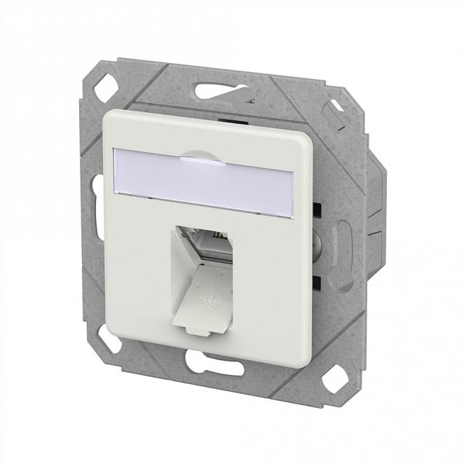 E-DAT C6A IDC Prise, 1 port, goulotte encastrée (UPk), blanc signalisation brillant 