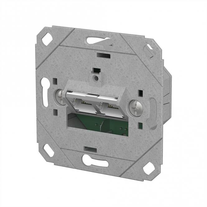 E-DAT C6A IDC Prise, 2 ports, encastré pour gammes d'interrupteurs design (UP0), métallique 