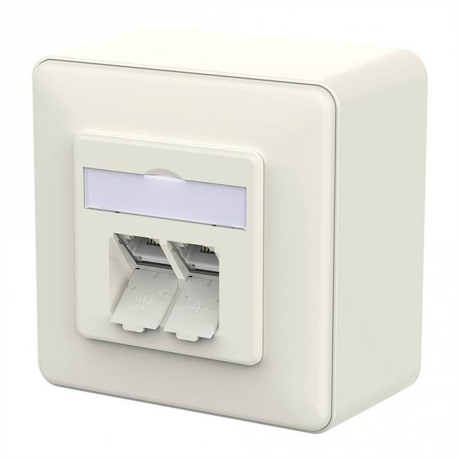 E-DAT C6A LSA++ Prise, 2 ports, apparent (AP), blanc pur 