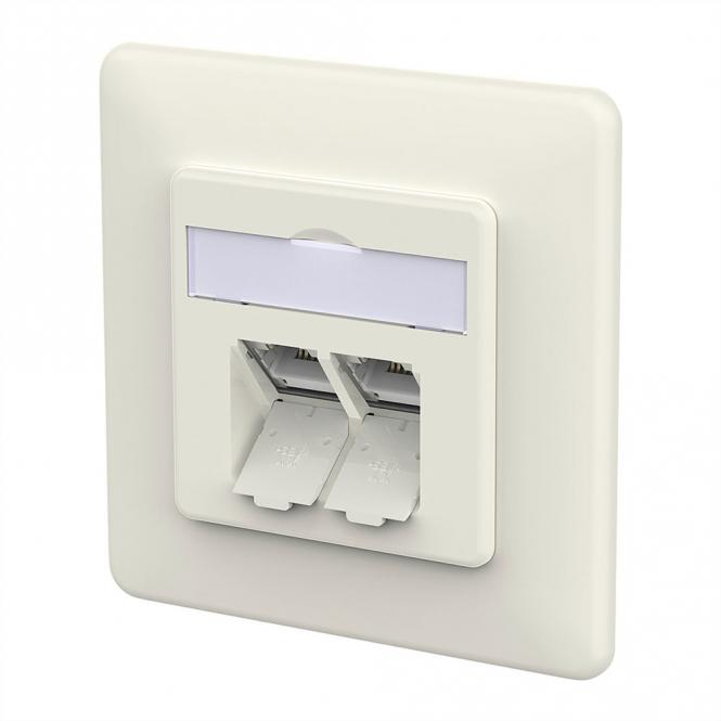 E-DAT C6A LSA++ Prise, 2 ports, encastré (UP), blanc pur 