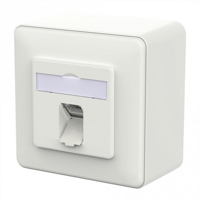 E-DAT C6A LSA++ Prise, 1 port, apparent (AP), blanc signalisation brillant 