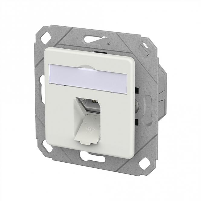 E-DAT C6A LSA++ Prise, 1 port, goulotte encastrée (UPk), blanc signalisation brillant 